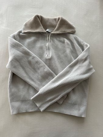 Rollkragenpullover, weiss-beige, Gr. XS