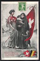 Schweiz, Helvetia mit Schweizer Fahne be