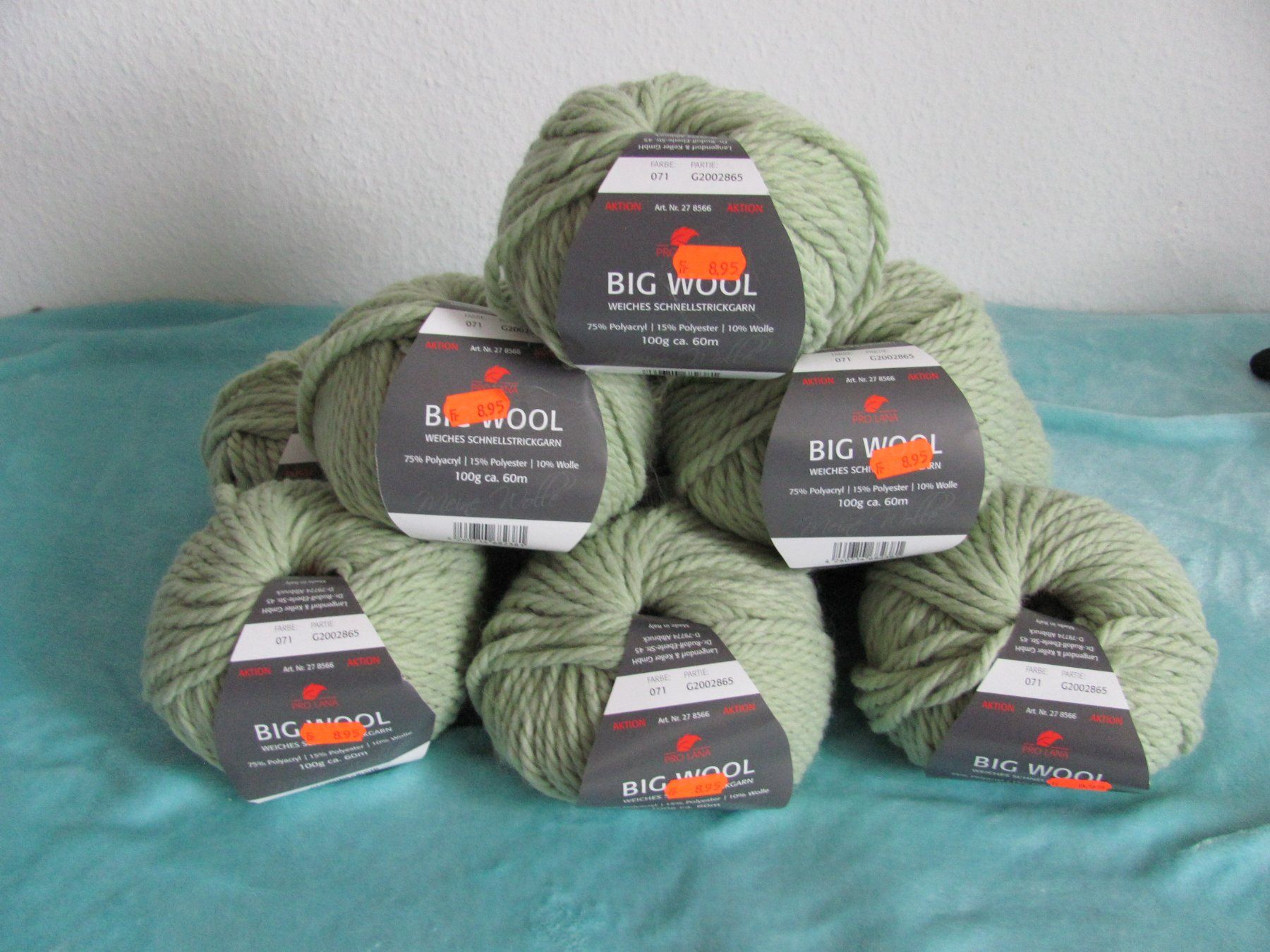 Pro Lana Lana: 9x Big Wool in Salbeigrün 100g – Usato da Kriens venduto da Miracle49