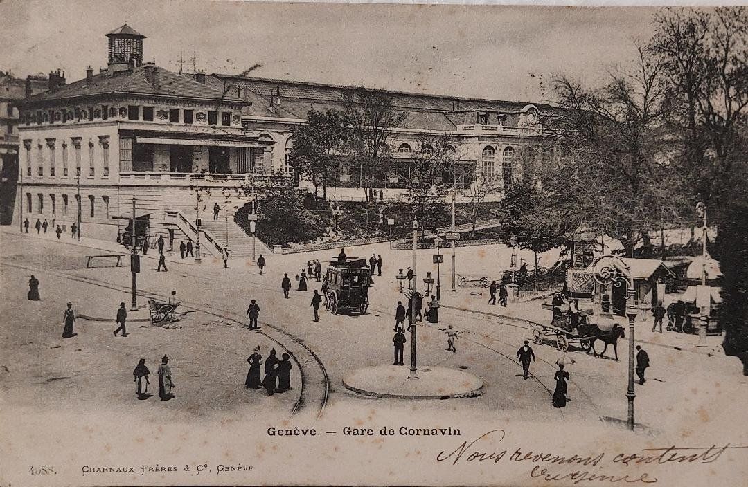 Cartoline postali: GENÈVE - Gare de Cornavin - 1903 – Usato da Delémont venduto da Domdom1