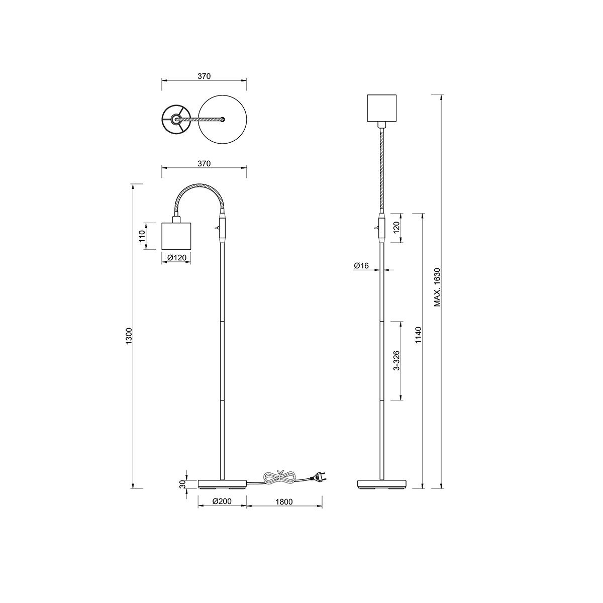 Lampade: Stehleuchte, Stoff, Schalter, 130 cm – Nuovo (secondo la descrizione) da Kreuzlingen venduto da Smart-Light 3