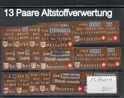 1942 Marken 13-Paare   Altstoffverwertung mit Stempel
