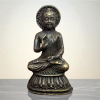 Ancienne sculpture de Bouddha en bronze signée