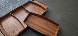 Vintage Serviertabletts, Teak-Holzoptik, 4Teilig 🫒🥂