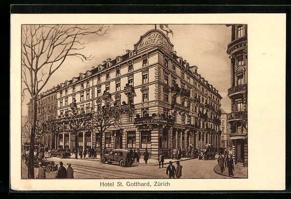 Cartoline postali: Zürich, Hotel St. Gotthard, Eckfassade – Usato da Berlin venduto da bartko-reher