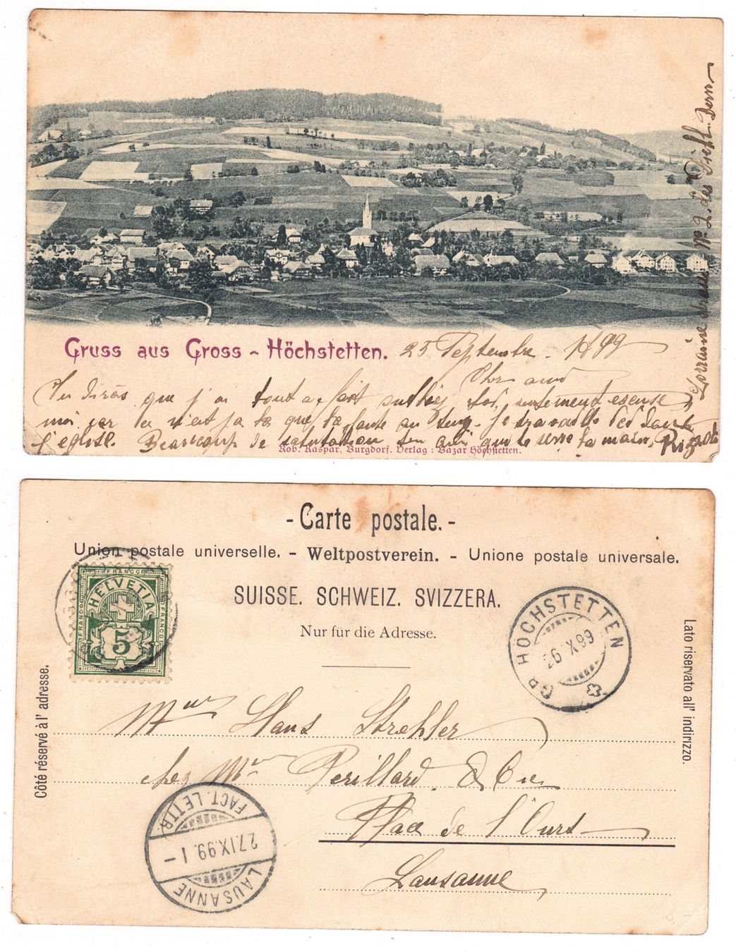 Cartoline postali: Gruss aus Gross-Höchstetten – Usato da La Tour-de-Peilz venduto da amjust