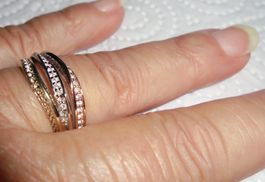 Echtschmuck: Weisser Topas-Silberring, dreifarbig 17/53