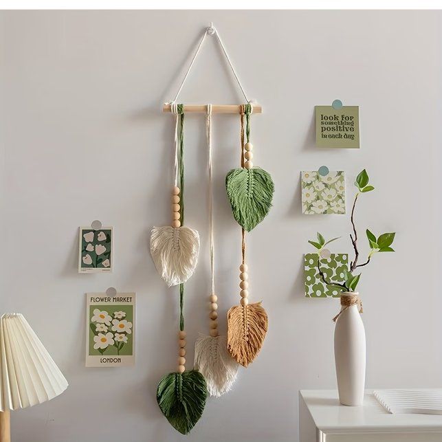 Tutte le decorazioni: Wanddeko Makramee | "Boho-Blätter" | 3-farbig – Nuovo e nell'imballaggio originale da Frenkendorf venduto da Hafen_Ecke_CH