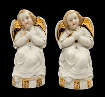 2x ange porcelaine 19e Victorian Engel Porzellan 12 cm