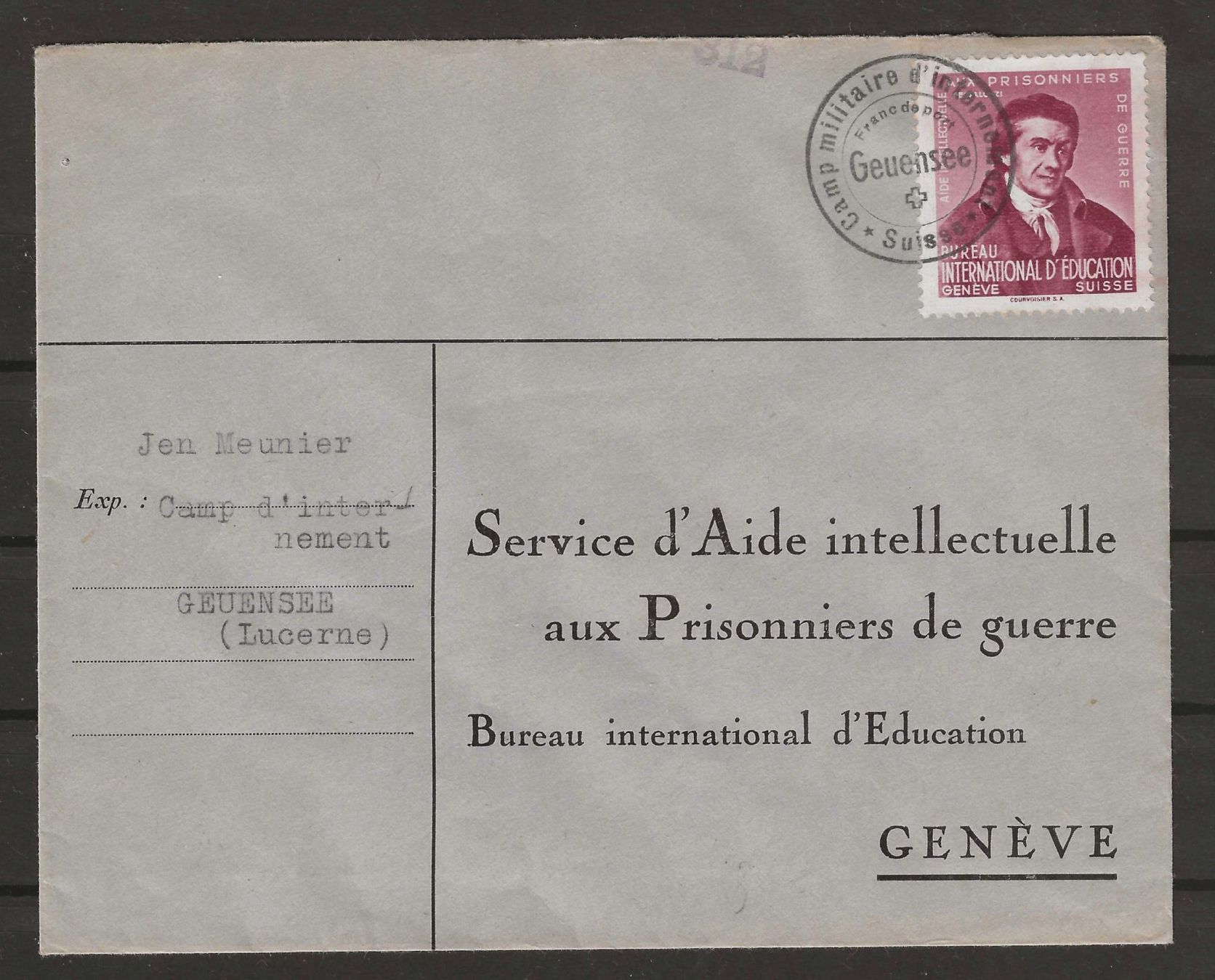 Tutti i francobolli: 1940 : Brief Interniertenpost Geuensee mit BIE Vorläufer – Usato da Gümligen venduto da Geniusbuy