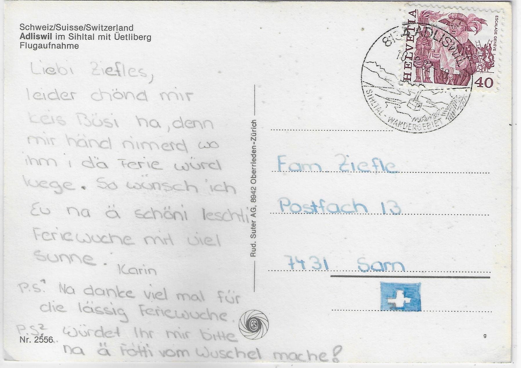 Cartoline postali: Flugaufnahme Adliswil – Usato da Ettingen venduto da Kartenplanet 1
