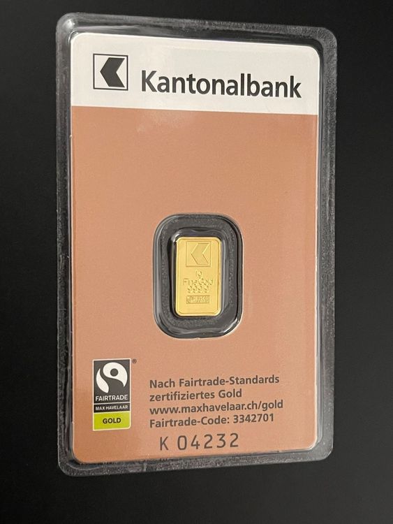 Metalli preziosi: Goldbarren 1g Kantonal Bank – Nuovo e nell'imballaggio originale da Untersiggenthal venduto da byiggy