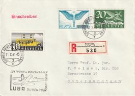 R-Brief von der LUBA 1941 in Dübendorf mit Sonderstempel