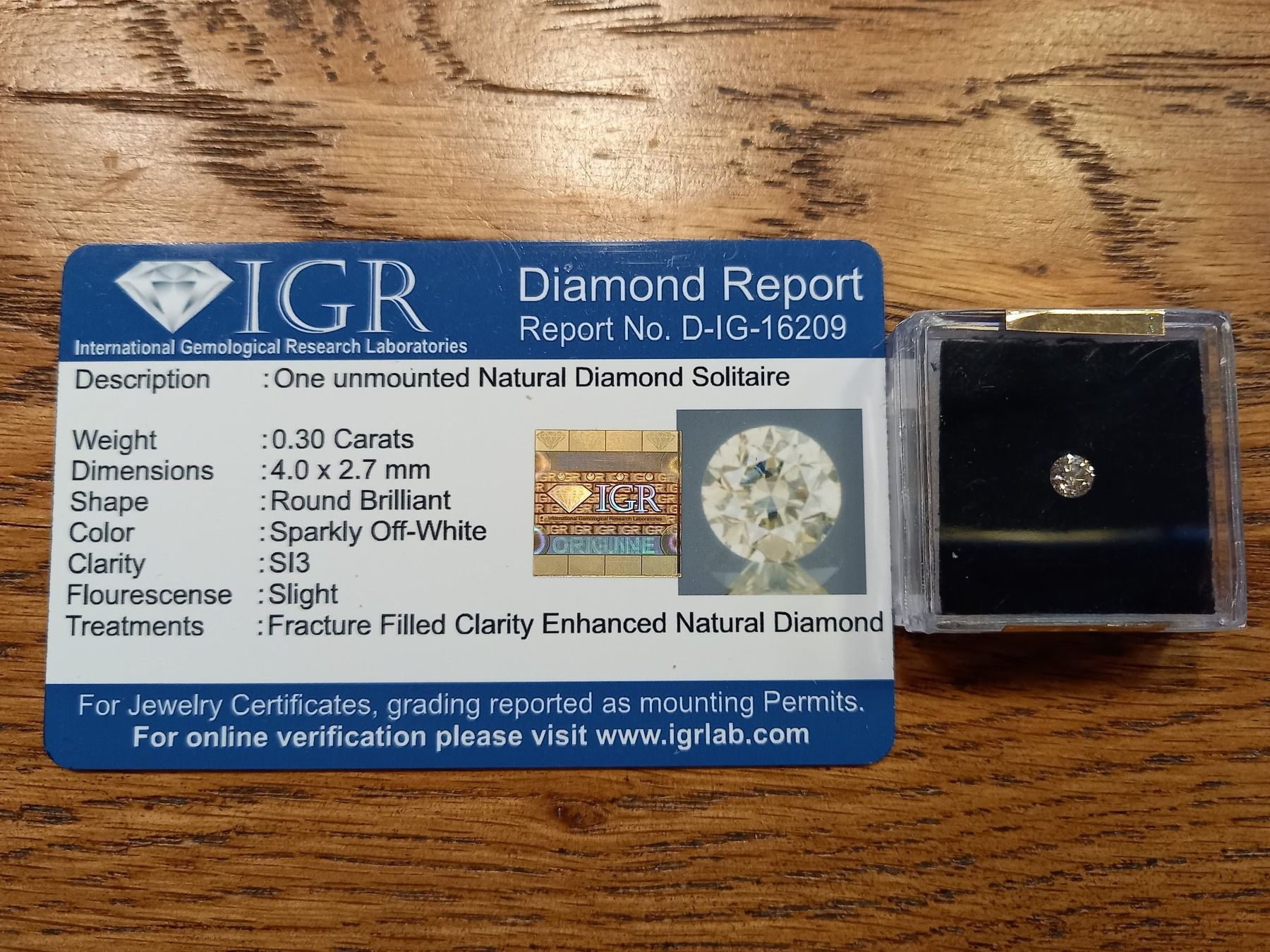Pietre preziose: 0.30 cts. CERTIFIED Diamond, SI3, Sparkly Off-White – Usato da Aarau venduto da Reto_BA_01 1