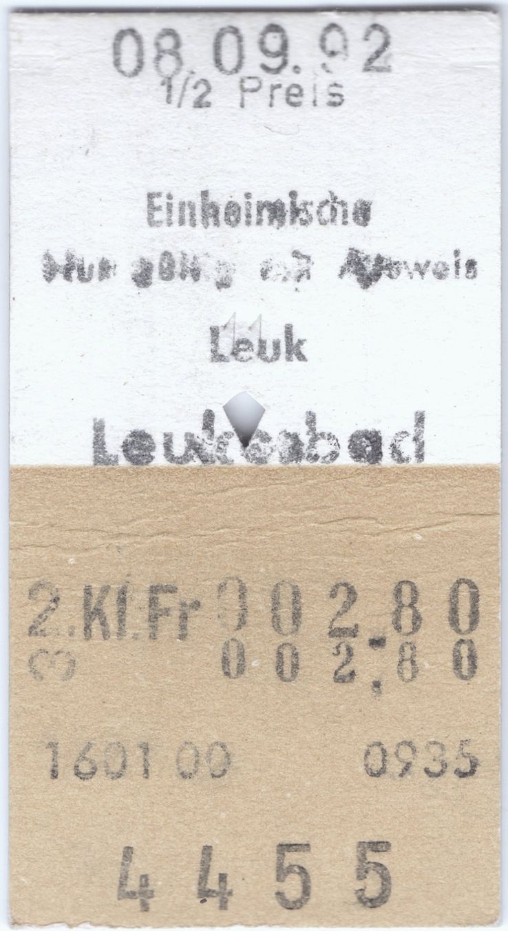 Biglietti: Billette Leuk - Leukerbad Einheimische – Usato da Langenthal venduto da Sammlungs_aus