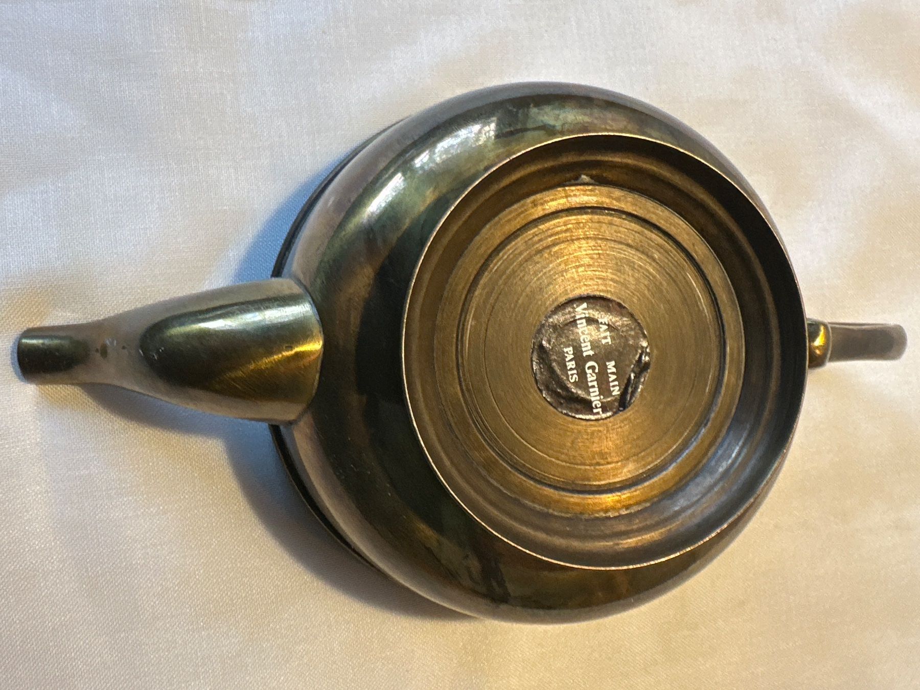 Teiere: Vintage Messing Teekanne "Fait Main" Vincent Garnier – Usato da Zürich venduto da Chaeffeler 2