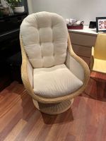 Drehstuhl Rattan mit Auflagen cremeweiss