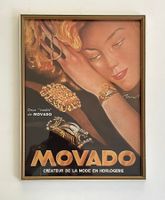 Movado Uhren - Gerahmte Werbung / Publicité encadrée 1950