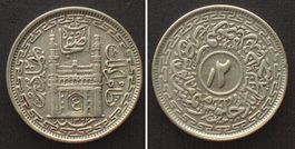 HYDERABAD 2 Annas AH 1362//33 (1943) MIR USMAN ALI KHAN