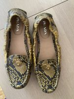 Prada Snakeskin Animal Print Loafers, 39
