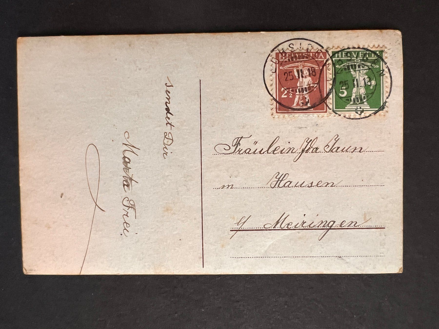 Cartoline postali: Ansichtskarte Mädchen mit Blumen 1918   (P746) – Usato da Hinwil venduto da Sidi4 1