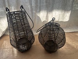 Windlichter aus Metall Bronze 