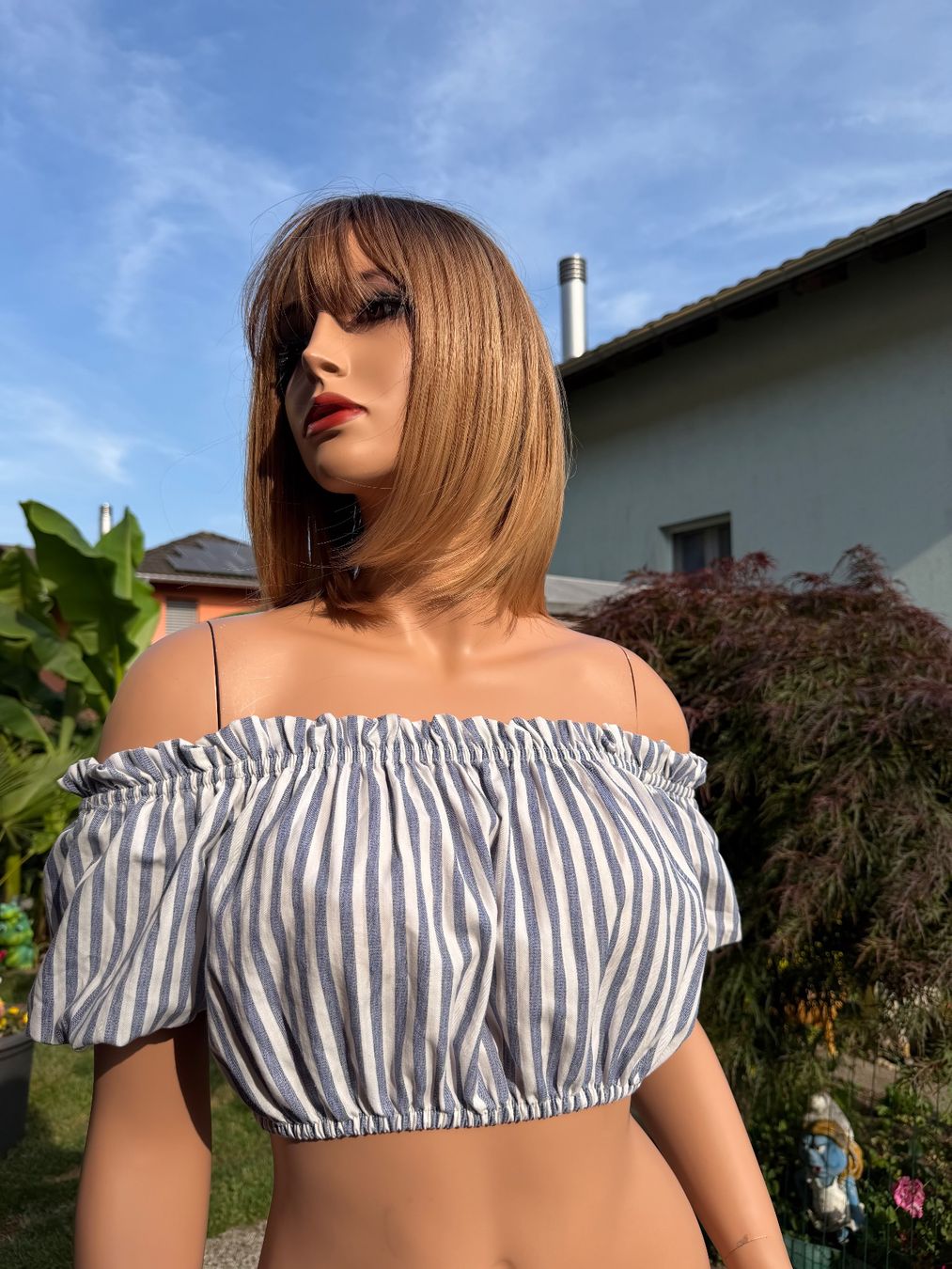 Pull&Bear Top: Pull & Bear - Kurzes Streifen-Top - Gr M – Usato da Cugnasco venduto da tizianaq