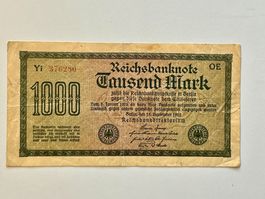 Reichsbanknote 1000 Mark 1923 guterhalten Sammler Rarität