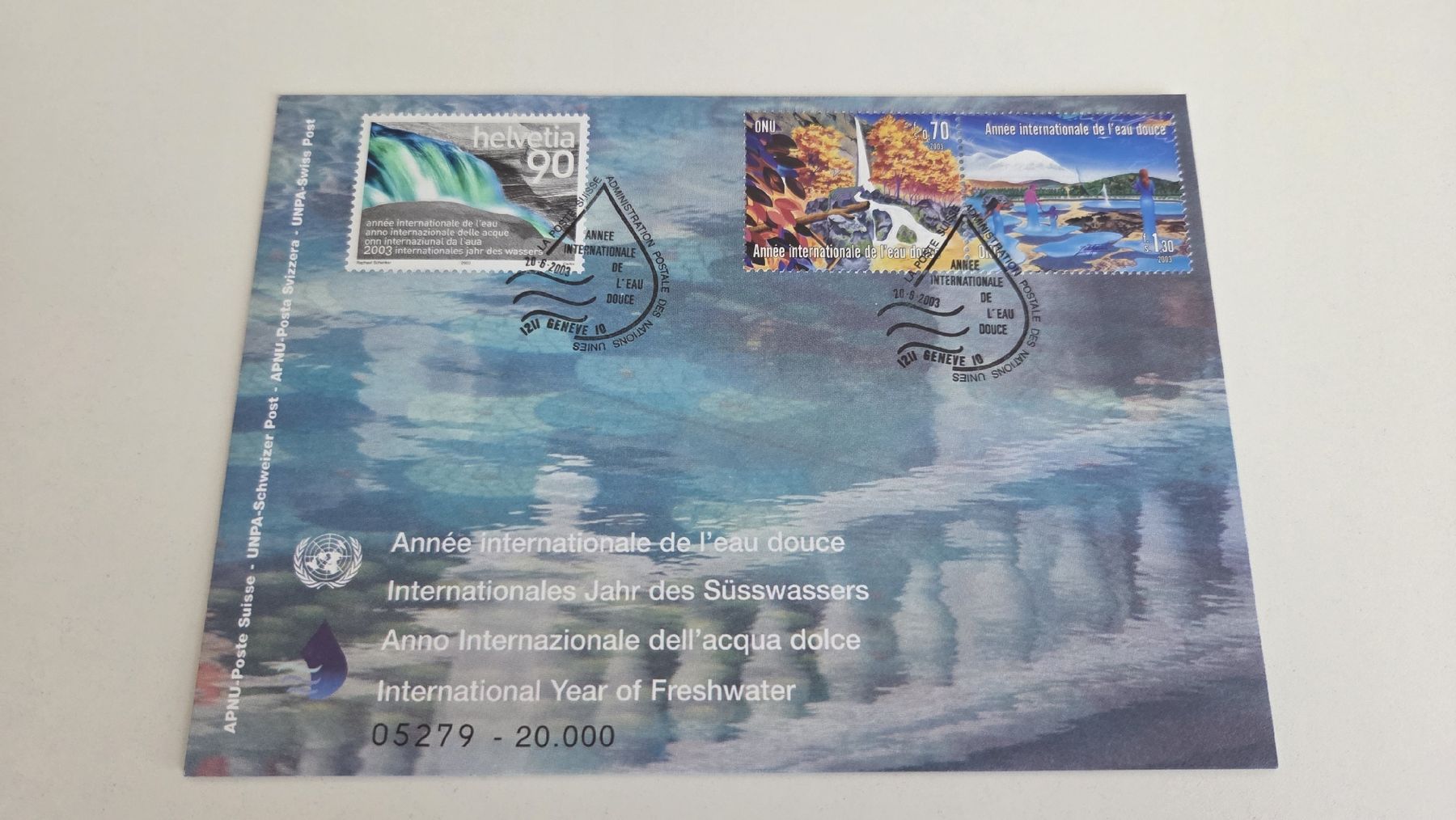 Tutti i francobolli: 2003 Motiv Wasser Combo CH/UNO – Usato da Arni AG venduto da Moth68
