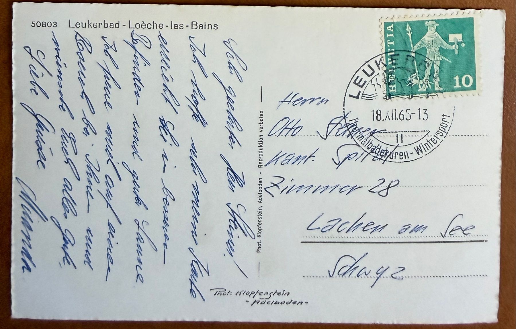 Cartoline postali: Leukerbad - Multivues - Curling 1965 – Usato da Lutry venduto da Ediego 2