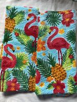 2x Summer Flamingo Decorative Towels, thick cotton