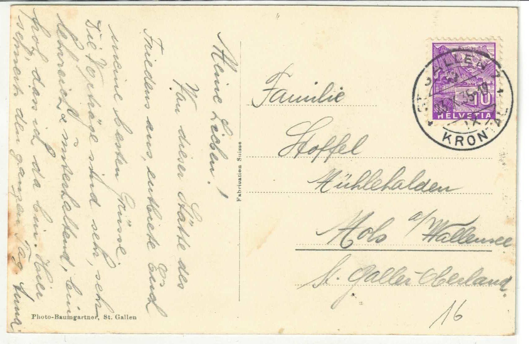 Cartoline postali: Oberwaid - St. Gallen – Usato da Ettingen venduto da Kartenplanet 1