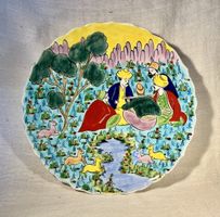 Assiette décorative Kütahya fait main, artisanat de Turquie.