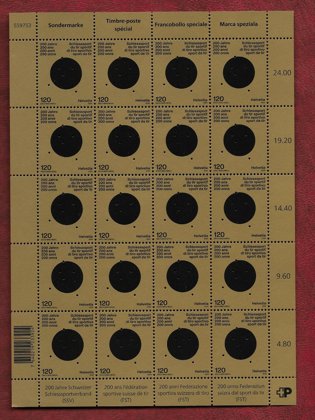 Tutti i francobolli: 2024 BOGEN 200J. SCHIESSPORTVERBAND POSTFR.** – Nuovo (secondo la descrizione) da Buttikon SZ venduto da stamps08