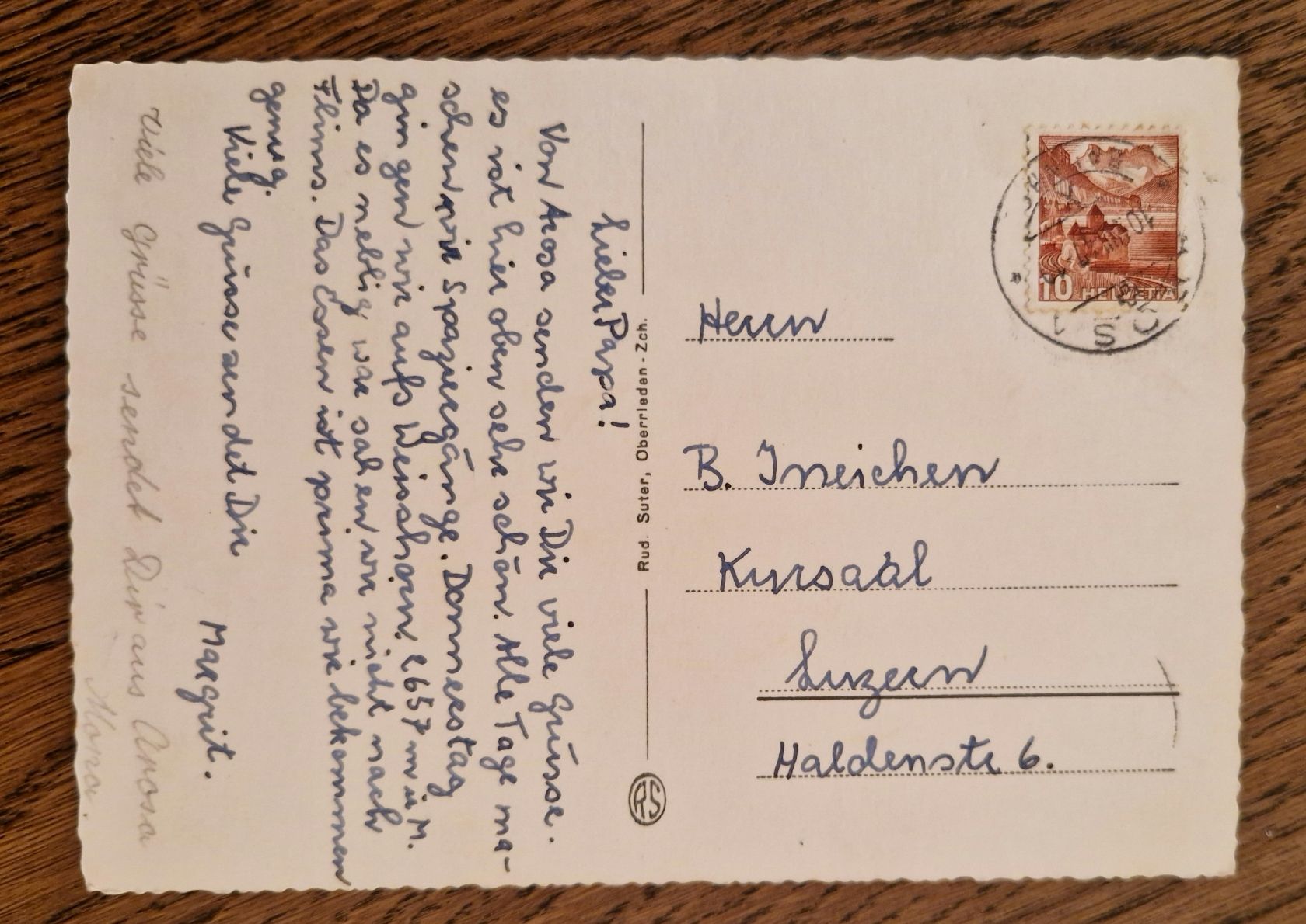Cartoline postali: Arosa mit Furkahörner 1947 – Usato da Ebikon venduto da Donar50 1