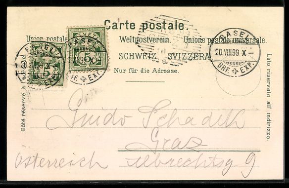 Ansichtskarten: Litho Basel, Rathaus, Spalentor, St. Jac – Gebraucht aus Berlin von bartko-reher 1