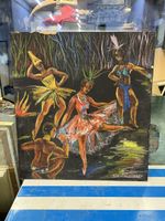 Tableau de danseurs exotiques signé, œuvre unique!