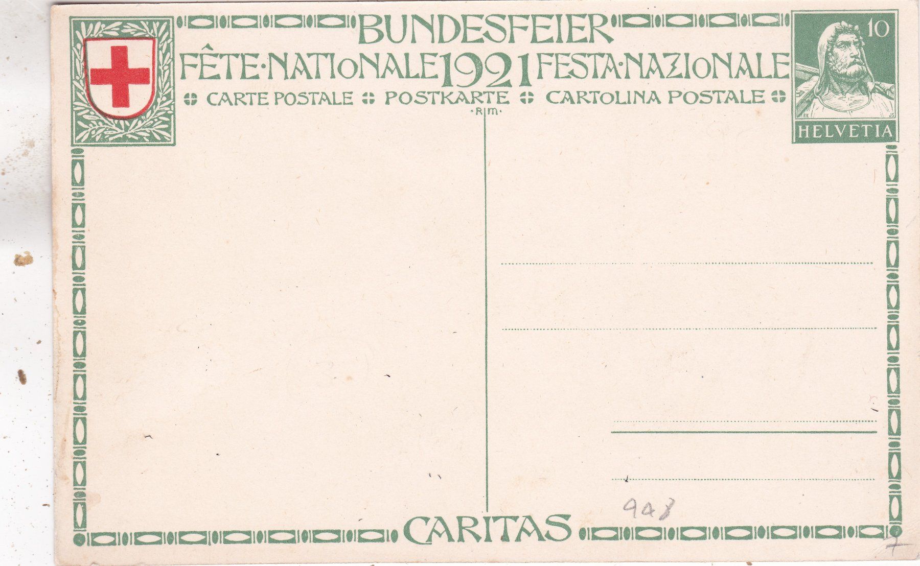 Cartoline postali: Bundesfeier (1921) Caritas – Usato da Herisau venduto da Lisegrat2008 1