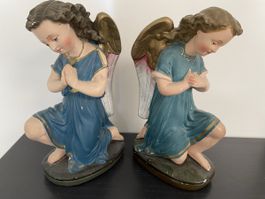 Zwei devote antike Engel 27cm Figuren betend Engelfiguren