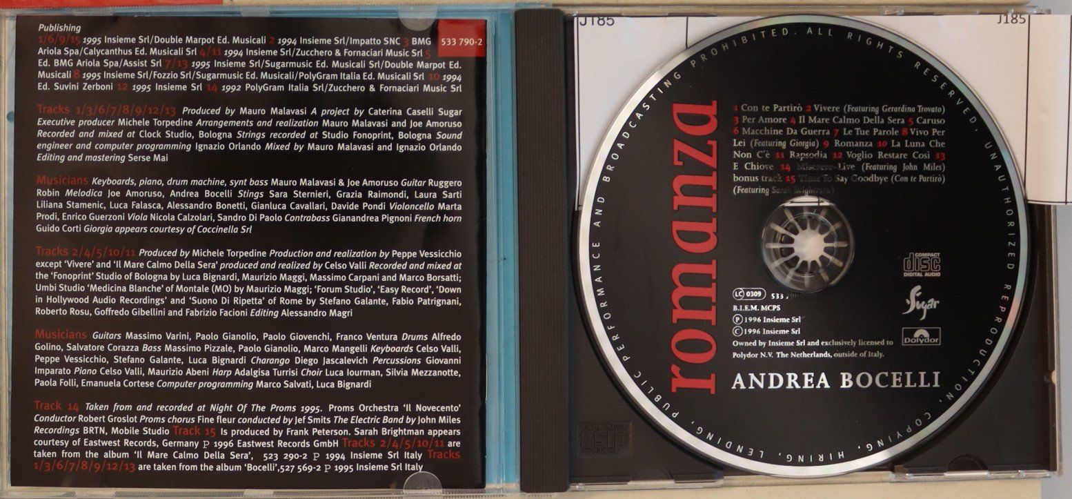 CD: Andrea Bocelli – Romanza – Usato da Luzern venduto da CONTENTI 1