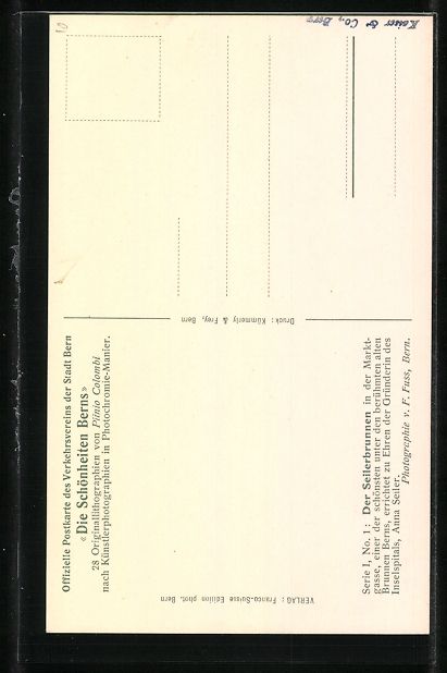 Cartes postales: AK Bern, Der Seilerbrunnen – D'occasion à Berlin par bartko-reher 1