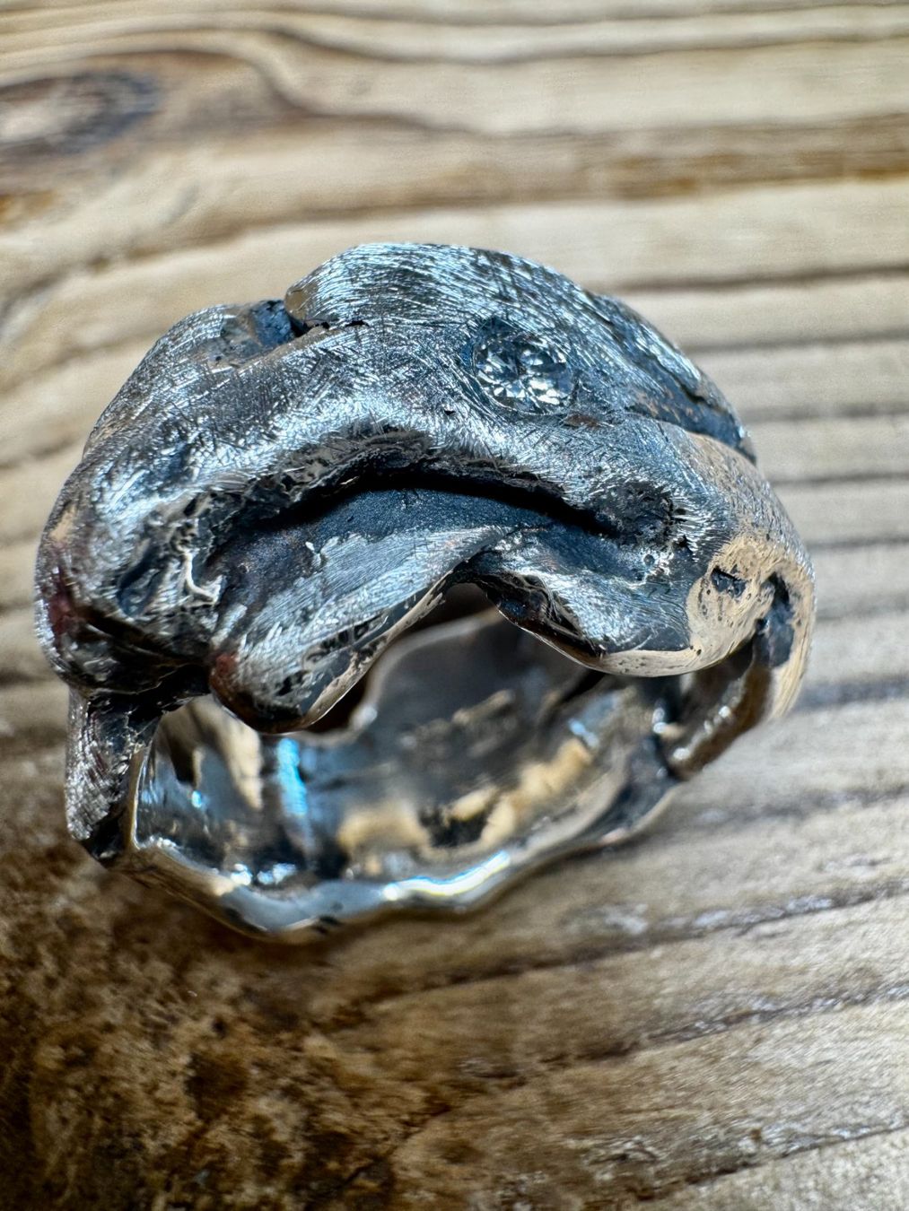 Anelli: Ein handgefertigter Diamant - Silber Ring – Nuovo e nell'imballaggio originale da Rüti ZH venduto da Herzschmiede 4
