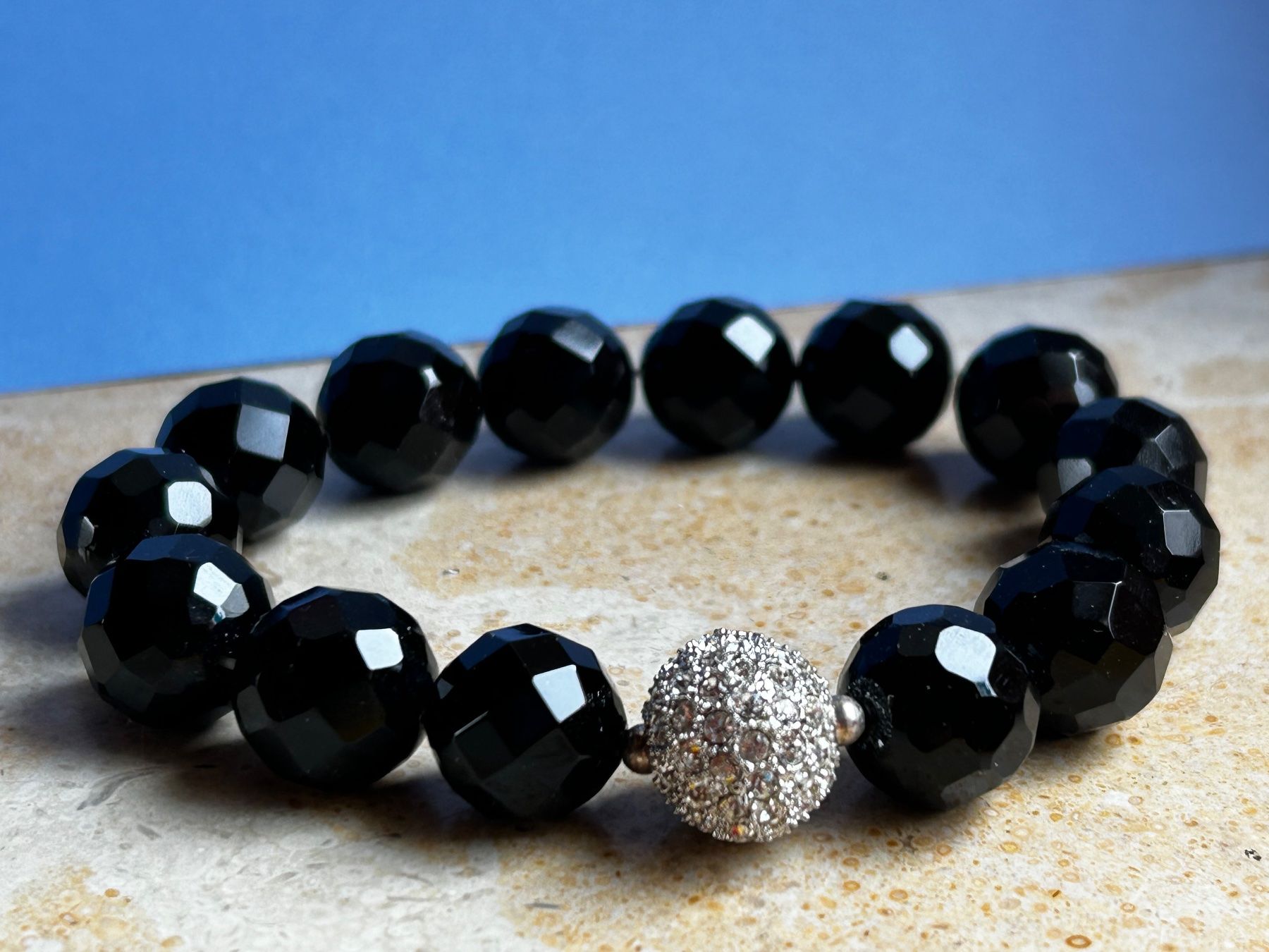 Bracciali & Braccialetti: Onyx Armband mit Glitzerten 20cm – Usato da Dittingen venduto da Bellevista