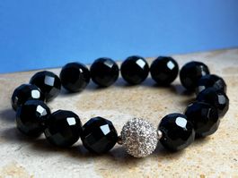 Onyx Armband mit Glitzerten 20cm