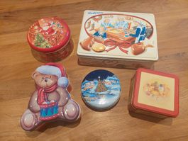 5 Weihnachts-Blechdosen, verschiedene Grössen