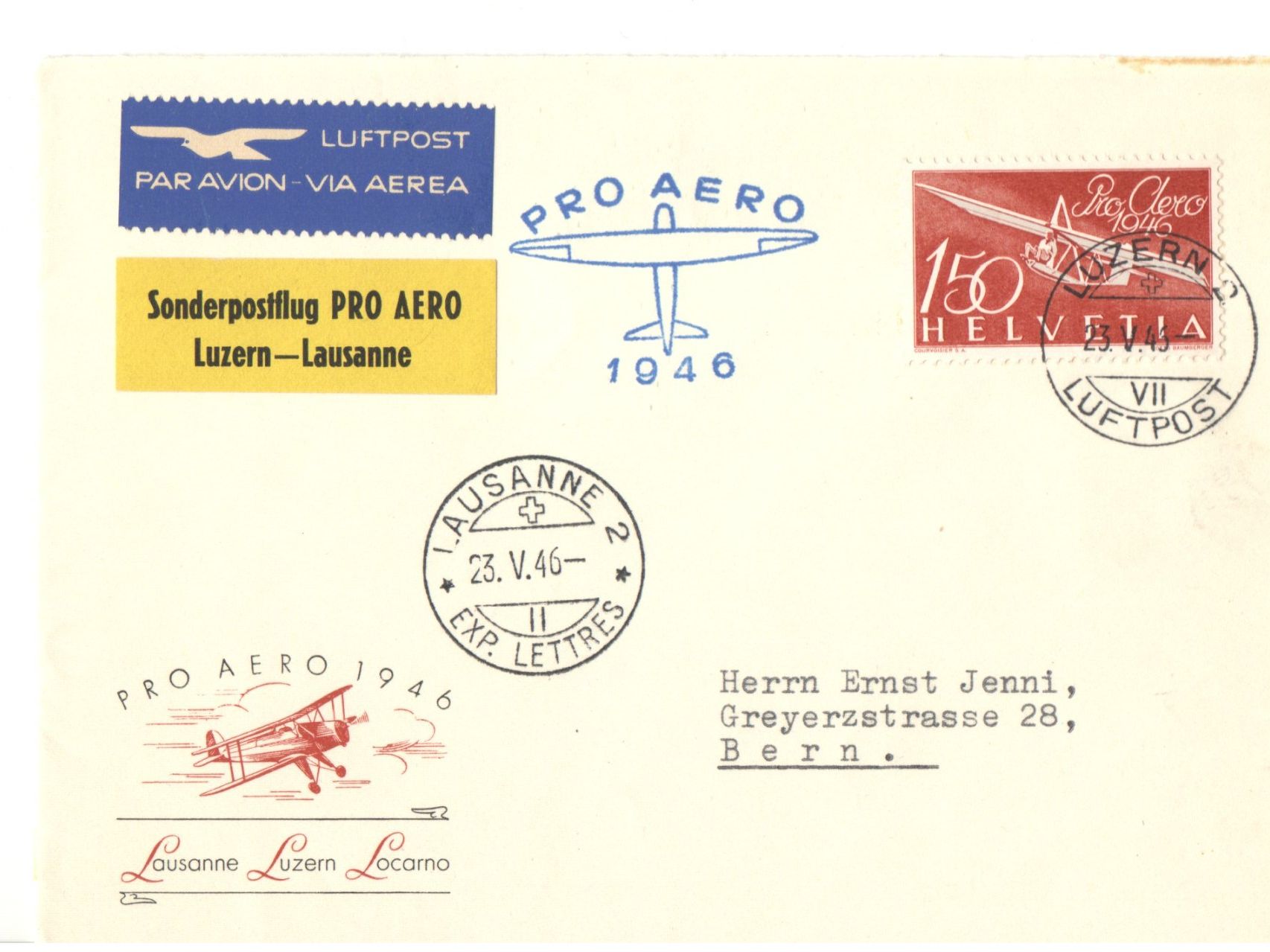 Alle Briefmarken: Flugpost – Gebraucht aus Echichens von mullerch