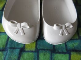 1 Paar Puppenschuhe, Schuhe Ballerinas, 50-er Jahre, 9.5 cm