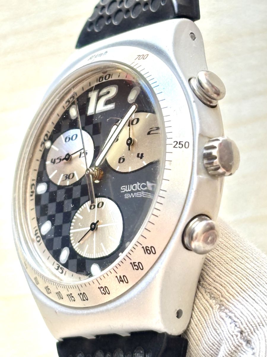 Swatch Orologi: Swatch Chronograph Uhr schwarz silber – Usato da Grenchen venduto da chththl 3