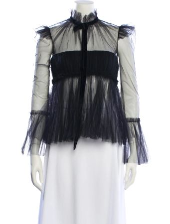 Khaite nylon mock neck blouse