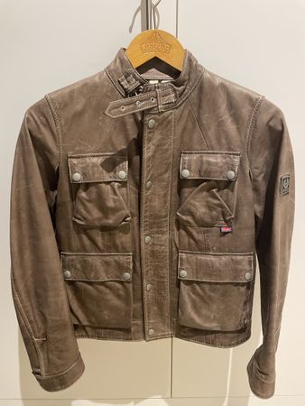 Belstaff Lederjacke Gold Grösse 42 Braungrau,Vintage